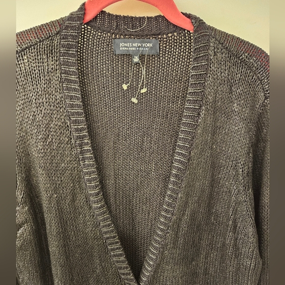 Jones New York Signature Woman Shiny Black Cardigan - NWOT - Size 2XL - Picture 6 of 8